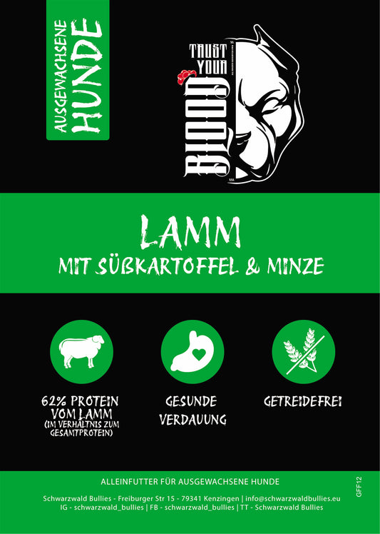 12Kg TRUST YOUR BLOOD LAMM MIT SÜßKARTOFFEL UND MINZE ADULT