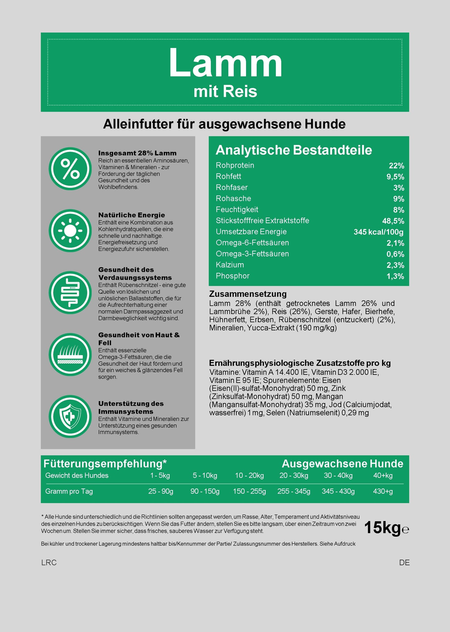 15Kg TRUST YOUR BLOOD LAMM MIT REIS ADULT