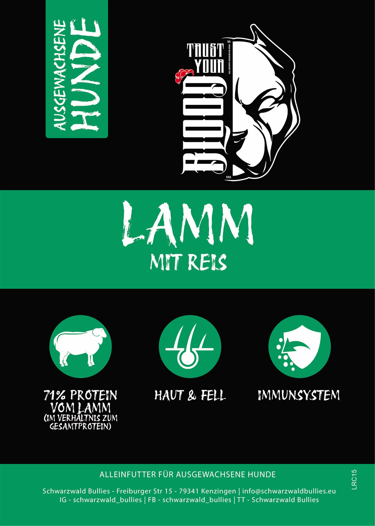 15Kg TRUST YOUR BLOOD LAMM MIT REIS ADULT